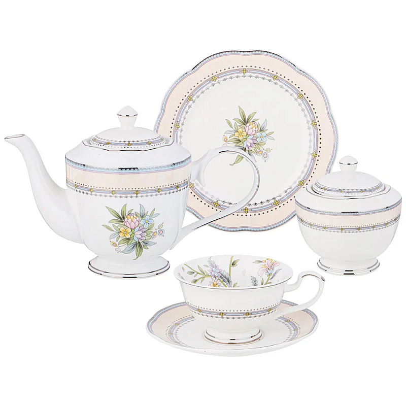 Чайный сервиз из фарфора на 6 персон 20 предметов Tea Flower Set Мульти в Перми | Loft Concept 