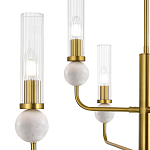 Люстра с 6-ю плафонами в форме стеклянных трубок и мраморных декоративных элементов Montreal варинант исполнения - 5 | Loft Concept в Перми