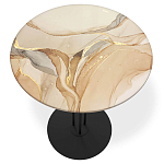 Стол журнальный круглый с бежевой столешницей из стекла Beige Marble варинант исполнения - 2 | Loft Concept в Перми