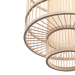 Подвесной светильник из деревянных прутьев с плафоном из натуральной ткани Light Inside the Cell варинант исполнения - 6 | Loft Concept в Перми