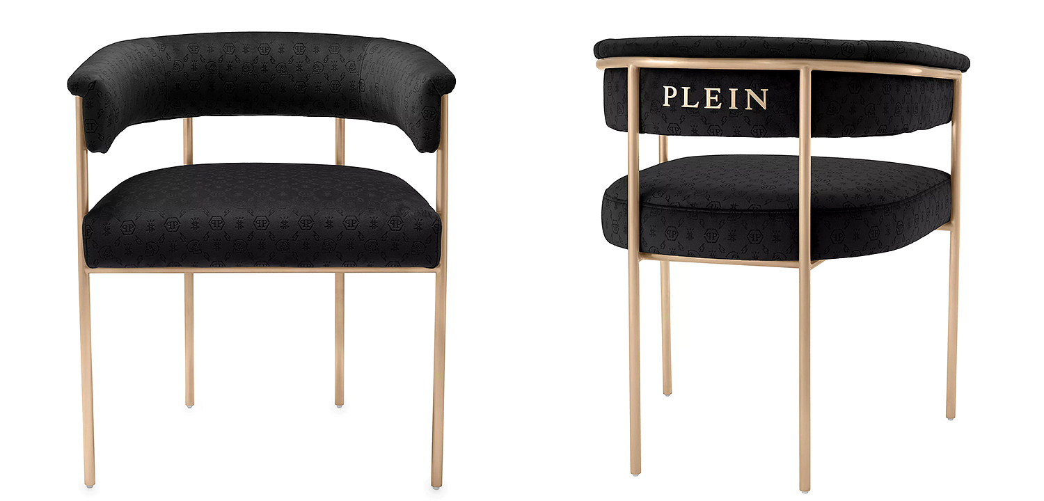 Стул Philipp Plein Dining Chair Monogram Чёрный Стул Philipp Plein Dining Chair Monogram Чёрный - Loft-Concept в Перми