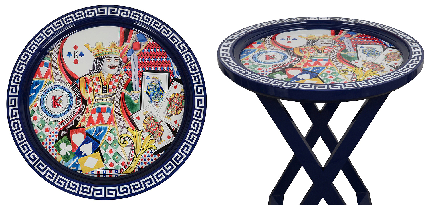 Приставной стол Playing Cards Painted Round Countertop Side Table Приставной стол Playing Cards Painted Round Countertop Side Table - Loft-Concept в Перми