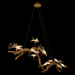 Люстра подвесная линейная с прозрачными стеклянными птичками на ветвях Serip Voa варинант исполнения - 5 | Loft Concept в Перми