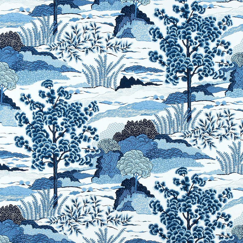 Ткань Blue landscape синий пейзах T3-89  в Перми | Loft Concept 