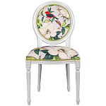 Стул светло-серый из натурального бука с изображением птиц и цветов Blooming Red Birds варинант исполнения - 1 | Loft Concept в Перми