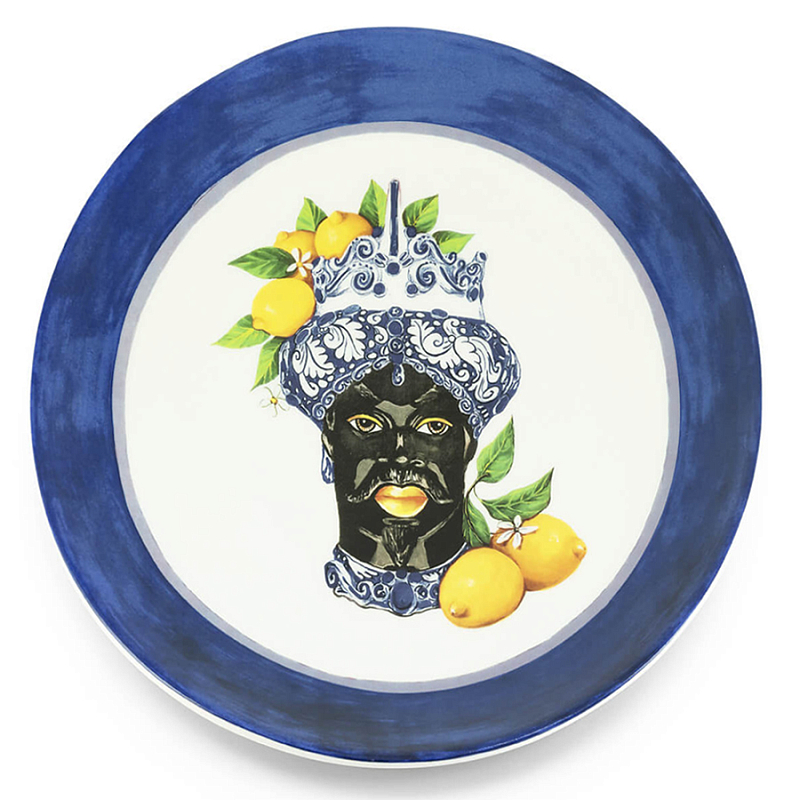 Тарелка Abhika PLATE MORO HEAD D 28,5 Blue Темно-синий Желтый Тарелка Abhika PLATE MORO HEAD D 28,5 Blue Темно-синий Желтый в Перми | Loft Concept