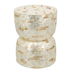 Приставной столик с мозаичным рисунком из раковин устриц Bone Inlay варинант исполнения - 1 | Loft Concept в Перми