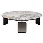 Столик журнальный с круглой мраморной столешницей на трех опорах Marble Stone Drawing варинант исполнения - 6 | Loft Concept в Перми