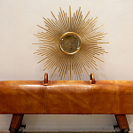 Зеркало-солнце круглое в раме из металла с золотыми с лучами Rays of Peace варинант исполнения - 2 | Loft Concept в Перми