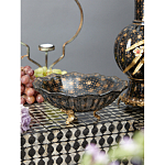 Блюдо черного цвета из фрафора на бронзовых ножках Eden Garden porcelain and bronze варинант исполнения - 3 | Loft Concept в Перми