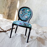 Стул из массива бука бирюзовый с изображением птиц и цветов Turquoise Chinoiserie Birds Garden Chair варинант исполнения - 6 | Loft Concept в Перми