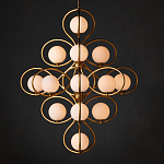 Люстра с закругленным каркасом золотого цвета и белыми плафонами Round Curl варинант исполнения - 3 | Loft Concept в Перми