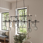 Люстра подвесная с 8-ю лампами и стеклянными круглыми подвесками Currey & Company варинант исполнения - 3 | Loft Concept в Перми