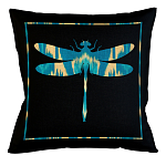 Подушка декоративная стрекоза бирюзово-жёлтая Ikat Pattern варинант исполнения - 1 | Loft Concept в Перми