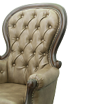 Кресло кожаное с мягкими подлокотниками на 4-х деревянных ножках Evelyn Classical Armchair варинант исполнения - 5 | Loft Concept в Перми