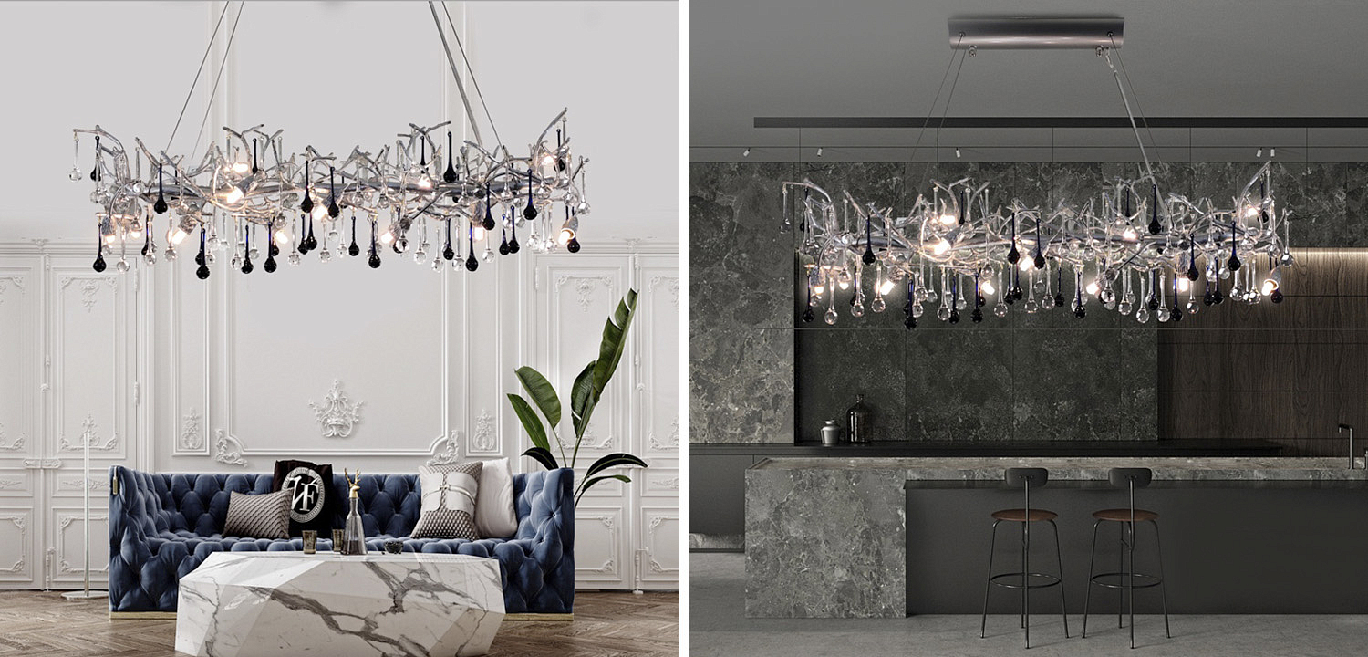 Люстра Waterfall Chandelier Crystal Silver Drops Люстра Waterfall Chandelier Crystal Silver Drops - Loft-Concept в Перми
