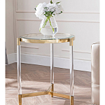 Золотой приставной столик с круглой стеклянной столешницей Weightless Table варинант исполнения - 8 | Loft Concept в Перми