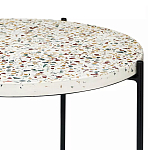 Кофейный столик с круглой разноцветной столешницей на 4-х черных ножках Multicolored Stone Composite варинант исполнения - 2 | Loft Concept в Перми