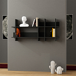Полка прямая подвесная двухъярусная цвета антрацит BEADS BOOKCASE ANTHRACITE варинант исполнения - 1 | Loft Concept в Перми
