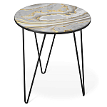Стол журнальный c круглой столешницей из стекла серого цвета Gray and Gold Marble варинант исполнения - 1 | Loft Concept в Перми