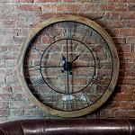 Часы настенные деревянные с римскими цифрами чёрного цвета Clock with History варинант исполнения - 2 | Loft Concept в Перми