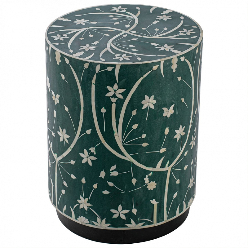 Табурет Green Flower Indian Bone Inlay stool Зеленый в Перми | Loft Concept 