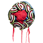 Подушка из джинсовой одежды и вязания Heart&Brain 2 варинант исполнения - 1 | Loft Concept в Перми