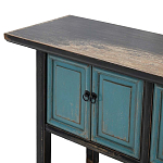 Деревянная консоль в китайском стиле с дверцами голубая Qin Console Table Blue варинант исполнения - 4 | Loft Concept в Перми