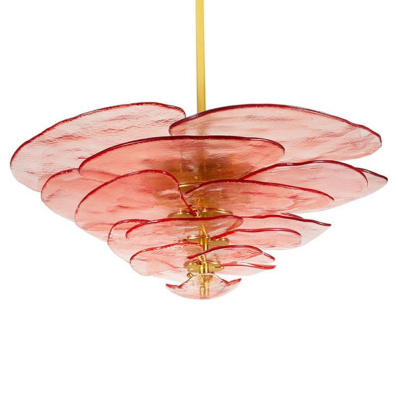Люстра из розового стекла в форме листьев лотоса Glass Pink Sculpture Розовый Люстра из розового стекла в форме листьев лотоса Glass Pink Sculpture Розовый в Перми | Loft Concept