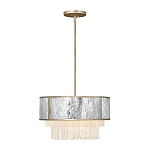 Люстра круглая с подвесками из текстурированного стекла молочного цвета Hinkley варинант исполнения - 9 | Loft Concept в Перми