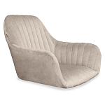 Барный стул со спинкой и подлокотниками на 4-х коричневых деревянных ножках Бежевый Велюр Ava Charm варинант исполнения - 5 | Loft Concept в Перми