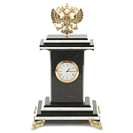 Часы настольные бронзовые с Гербом России из натурального камня Змевик Stone Clock варинант исполнения - 1 | Loft Concept в Перми