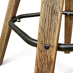 Барный стул со спинкой и металлической подставкой на 4-х деревянных ножках Зеленый Велюр Vendramin Chair варинант исполнения - 7 | Loft Concept в Перми