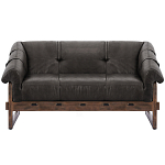 Двухместный диван Duncan винтажная черная кожа варинант исполнения - 1 | Loft Concept в Перми