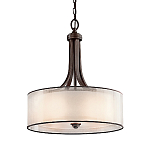 Люстра подвесная с двойным круглым плафоном из органзы и матового стекла Kichler варинант исполнения - 5 | Loft Concept в Перми