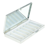 Таблетница карманная прямоугольная на 7 отделений с зеркалом и накладкой из натурального камня Содалит Silver Stone Pillboxes варинант исполнения - 2 | Loft Concept в Перми