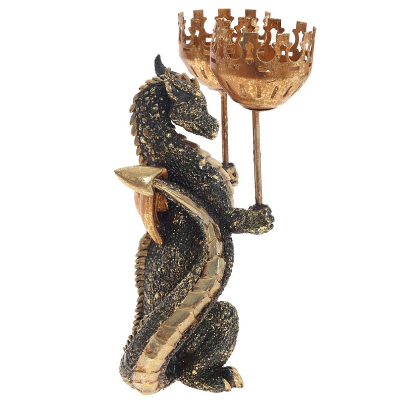 Подсвечник в виде дракона Dragon candlestick Gold Green Золотой Зеленый Черный в Перми | Loft Concept 