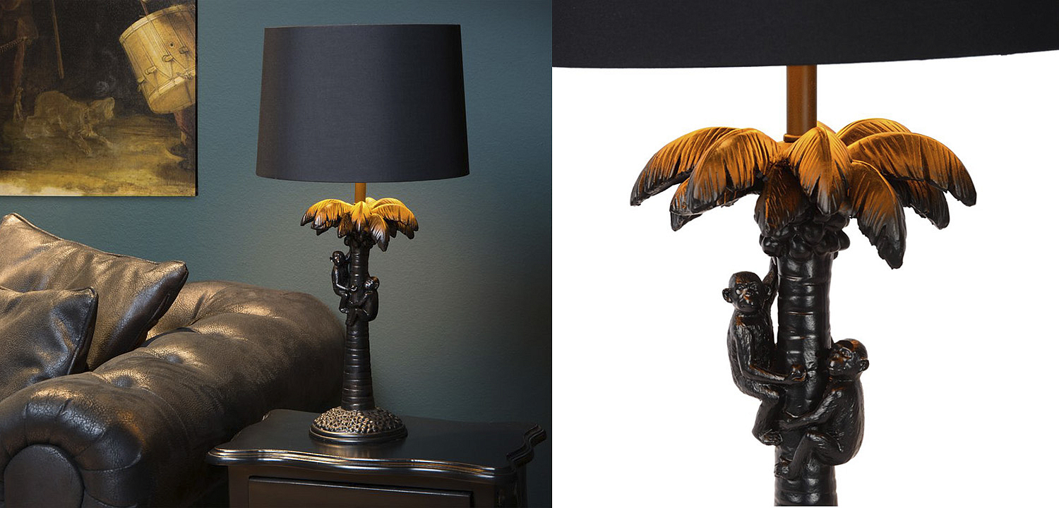 Настольная лампа Черная Пальма Monkeys on a palm table lamp black Настольная лампа Черная Пальма Monkeys on a palm table lamp black - Loft-Concept в Перми
