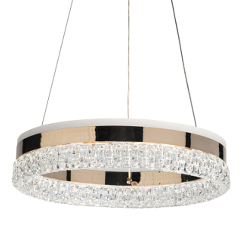 Люстра в виде кольца золотого цвета с прозрачными вставками Radiant Rail Прозрачный Золотой в Перми | Loft Concept 