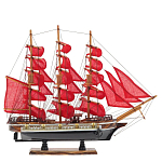 Декоративная модель деревянного парусника с красными парусами в подарочной упаковке With The low варинант исполнения - 1 | Loft Concept в Перми