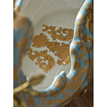 Чаша голубого цвета с оранментом и и бронзовыми фигурами леопардов Eden Garden варинант исполнения - 11 | Loft Concept в Перми