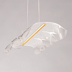 Люстра линейная с 3-мя белыми волнистыми плафонами Wave Line варинант исполнения - 7 | Loft Concept в Перми