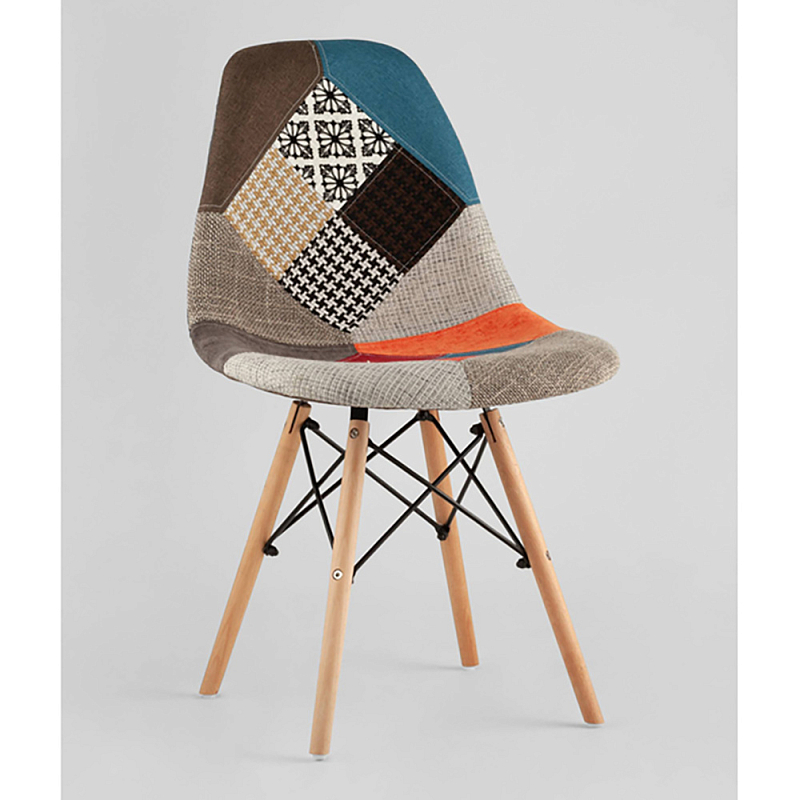Пластиковый стул на ножках из массива бука Eames Пэчворк Мульти Древесина в Перми | Loft Concept 