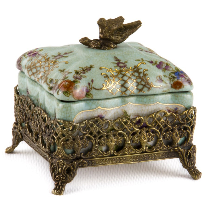 Шкатулка Casket Blue in Bronze Голубой пастельный Бронза Шкатулка Casket Blue in Bronze Голубой пастельный Бронза в Перми | Loft Concept