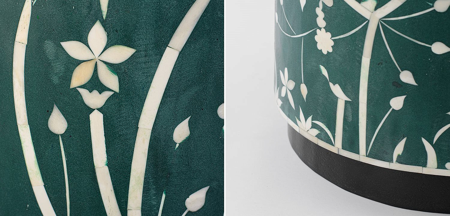 Табурет Green Flower Indian Bone Inlay stool Табурет Green Flower Indian Bone Inlay stool - Loft-Concept в Перми