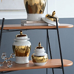 Ваза белая с крышкой и золотистыми фрагментами 24 см Chinoiserie Ceramics варинант исполнения - 4 | Loft Concept в Перми