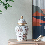 Ваза с нежным цветочным узором в пастельных тонах и крышкой с золотым акцентом Chinoiserie Ceramics варинант исполнения - 5 | Loft Concept в Перми