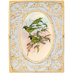 Декоративный постер с изображением птиц в раме с рельефным растительным узором Blooming Birds Poster варинант исполнения - 4 | Loft Concept в Перми