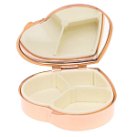 Таблетница карманная в форме сердца с 3-мя отделениями с зеркалом и накладкой из натурального камня Лепидолит Red Gold Stone Pillboxes варинант исполнения - 3 | Loft Concept в Перми