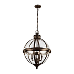 Подвесной светильник бронзового цвета с прозрачным стеклянным плафоном в форме шара в индустриальном стиле на цепи 4 лампы Feiss варинант исполнения - 2 | Loft Concept в Перми